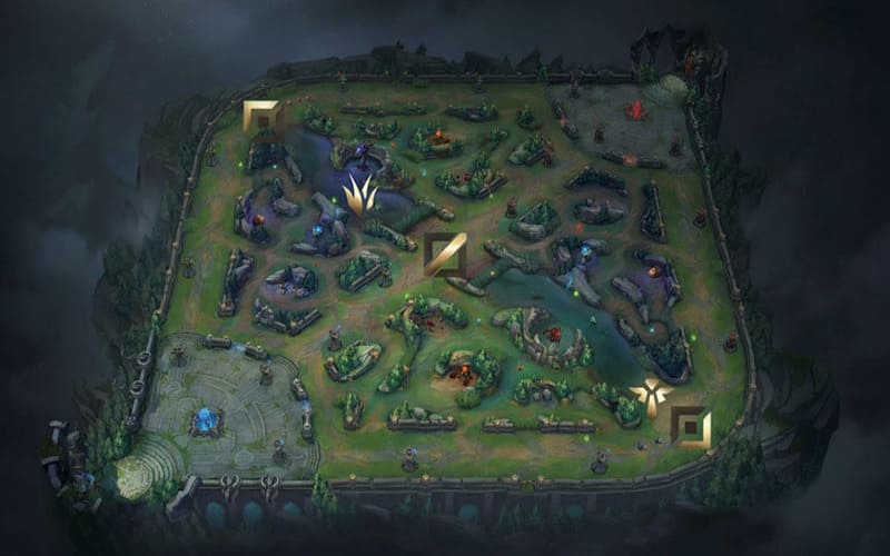 Bản đồ Summoner's Rift trong Liên Minh Huyền Thoại.