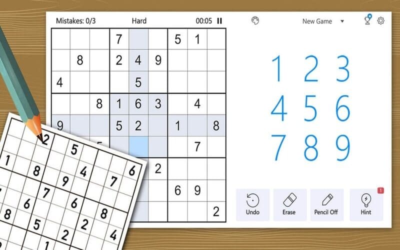 Sudoku - trò chơi kinh điển bảng ô 9x9 chứa những ô số bị bỏ trống